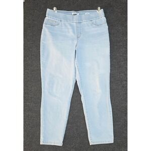 Nine West Heidi Pull On Crop Jeans Light Wash Blue Stretch Denim Size 12